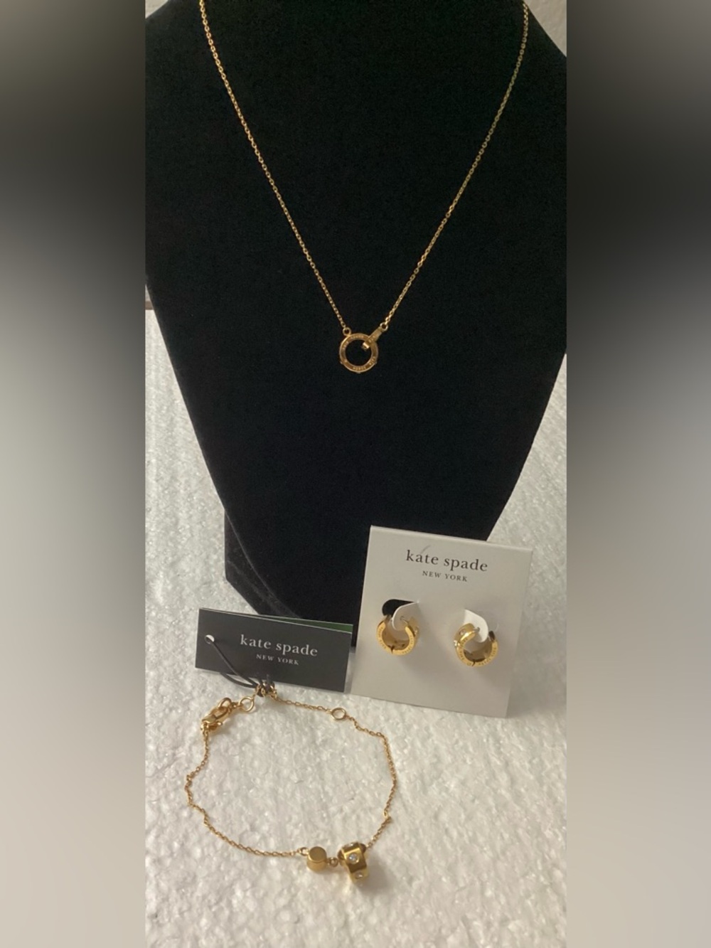 kate spade New York Gold Circle Pendant Necklace, Bracelet & Hoop Earrings